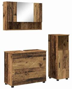 VidaXL Fürdőszoba bútor szett 3 pcs Régi fa 76.5 x 35 x 64 cm Faanyag