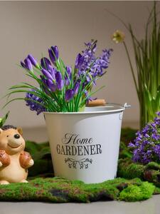 Sinsay - Fém vödör fogantyúval és Home Gardener felirattal - fehér
