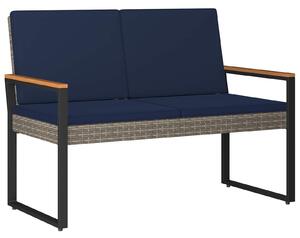 VidaXL Kerti pad Szürke és sötétkék 107 x 61 x 80 cm polirattan