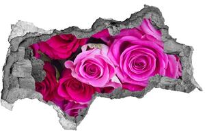3d fali matrica lyuk a falban Egy csokor rózsaszín rózsa