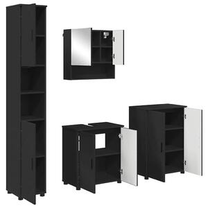 VidaXL Fürdőszoba bútor szett 4 db Fekete 61 x 35 x 64 cm