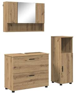 VidaXL Fürdőszoba bútor szett 3 pcs kézműves tölgy 76.5 x 35 x 64 cm