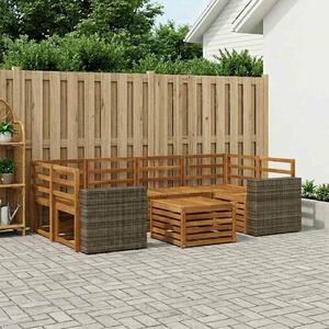 VidaXL Kültéri kanapé szett 7 pcs Természetes Tömör Akácfa