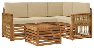VidaXL Kültéri kanapé szett 5 pcs Természetes és bézs 59 x 59 x 37 cm