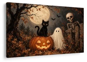 Kép halloweeni macska tökkel
