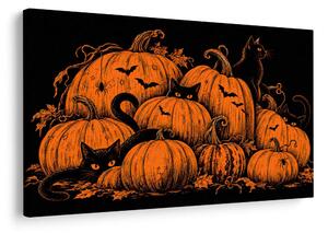 Kép halloween-i tökök fekete macskákkal