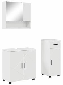 VidaXL Fürdőszoba bútor szett 3 db Magas Fényű Fehér 61 x 35 x 64 cm