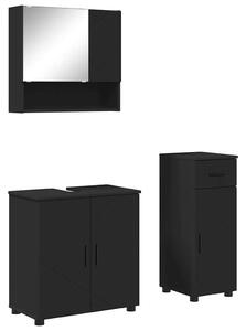 VidaXL Fürdőszoba bútor szett 3 pcs Fekete 61 x 35 x 64 cm Faanyag