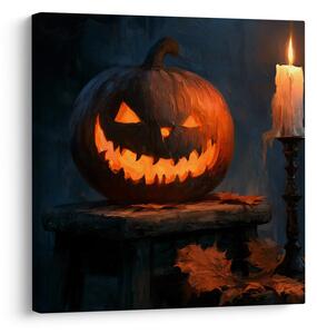 Kép halloweeni tök félhomályban