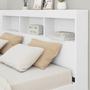 VidaXL Tároló fejtámla polcokkal fejtámlával Fehér 135 cm Faanyag