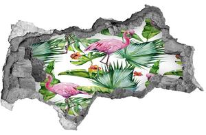 3d fali matrica lyuk a falban Flamingók növények