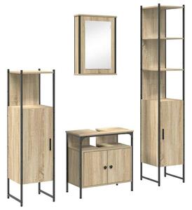 VidaXL Fürdőszoba bútor szett polcokkal 4 pcs Sonoma tölgy Faanyag