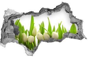 3d lyuk fal dekoráció Fehér tulipán