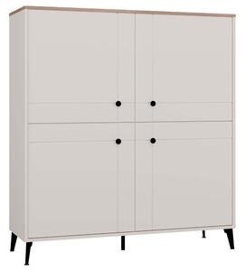 Aldabra POINT 4S komód 123.5x40x135.5 cm, kasmír, fekete lábakkal, tölgy komód fedlappal