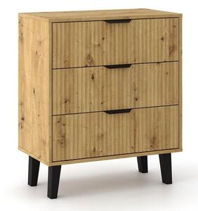 Aldabra SCANDI 3S Slim komód 70x39x81.5 cm, tölgy-fekete