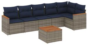 VidaXL 7 db szürke polyrattan kerti kanapégarnitúra párnákkal