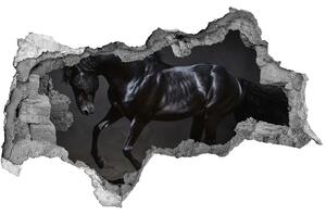 3d lyuk fal dekoráció Fekete ló