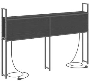 VidaXL Tárolós Fejtámla Töltő Állomással Musta tammi 160 cm Faanyag