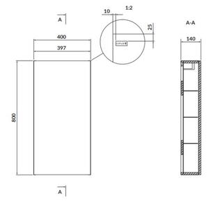 Cersanit Larga, akasztós szekrény 40cm, matt szürke, S932-003