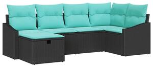 VidaXL Kanapé Szett párnával tárolóval 6 pcs Fekete polirattan