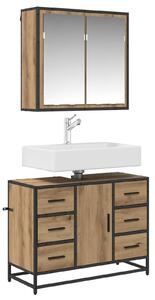 VidaXL Fürdőszoba bútor szett fiókkal 2 pcs Artisan tölgy Faanyag