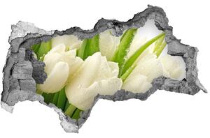 3d lyuk fal dekoráció Fehér tulipán