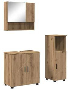 VidaXL Fürdőszoba bútor szett 3 pcs kézműves tölgy 61 x 35 x 64 cm
