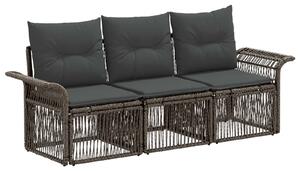 VidaXL Kerti Kanapé Szett 3 pcs Szürke polirattan