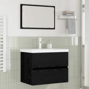 VidaXL Fürdőszoba bútor szett fiókkal 3 pcs Fekete tölgy Faanyag