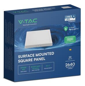 V-TAC CREE SMD felületre szerelhető, műanyag IP20, négyzet LED panel 24W, CCT - SKU 105146