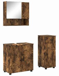 VidaXL Fürdőszoba bútor szett 3 db Füstölt tölgy 61 x 35 x 64 cm