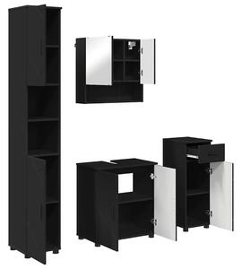 VidaXL Fürdőszoba bútor szett 4 pcs Fekete 61 x 35 x 64 cm Faanyag