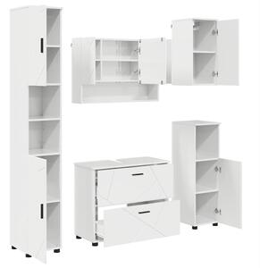 VidaXL Fürdőszoba bútor szett 5 pcs Magasfényű fehér 30 x 35 x 192 cm