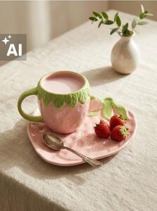 Sinsay - Kézzel festett bögre eper alakban - pasztellpink