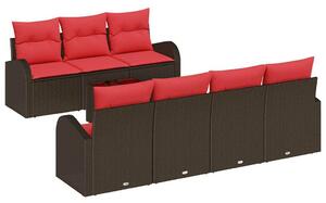 VidaXL Kerti Kanapé Szett tárolóval 8 pcs Beige és Piros polirattan