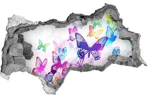 3d lyuk fal dekoráció Színes pillangók