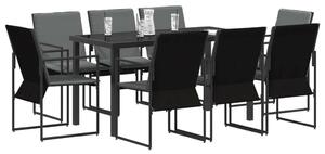 Kert étkező szett 9 pcs Fekete és Antracit 160 x 80 x 73 cm