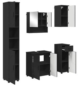 VidaXL Fürdőszoba bútor szett 5 pcs Fekete 61 x 35 x 64 cm Faanyag