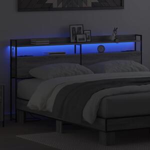 VidaXL Fejtámla LED -es lámpákkal Szürke sonoma 200 cm Faanyag
