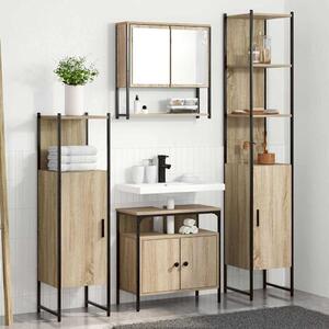 VidaXL Fürdőszoba bútor szett polcokkal 4 pcs Sonoma tölgy Faanyag