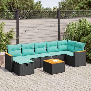 VidaXL 8 részes fekete polyrattan kerti ülőgarnitúra párnákkal