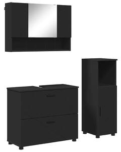 VidaXL Fürdőszoba bútor szett 3 pcs Fekete 76.5 x 35 x 64 cm Faanyag