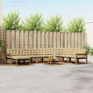 VidaXL Kültéri kanapé szett 9 pcs Természetes és bézs Tömör Akácfa
