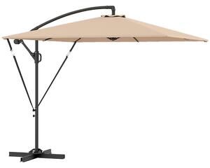 Outsunny Konzolos Napernyő Védőburkolattal, Szélálló Kötelekkel, Kereszt Alakú Talppal és Hajtókarral, 295x250x235 cm, Szürke