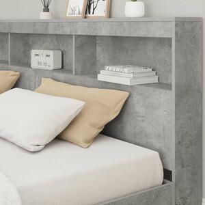 VidaXL Tároló fejtámla polcokkal tárolóval Beton szürke 200 cm Faanyag