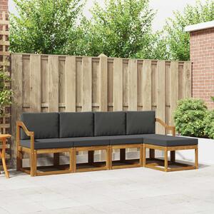 VidaXL Kültéri kanapé szett 5 pcs Természetes és antracit Tömör Akácfa