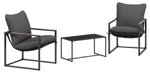 VidaXL Kerti Kanapé Szett 3 pcs Fekete és Antracit Acél