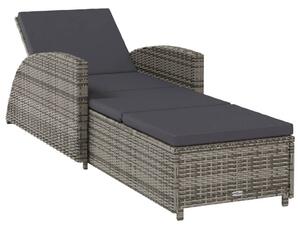 VidaXL polyrattan napozóágy sötétszürke párnával, szürke