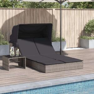 VidaXL Dupla Napozóágy - Polyrattan - Szürke - 200x100cm