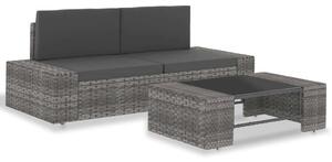 VidaXL Polyrattan Kerti Ülőgarnitúra - 3 részes - Szürke